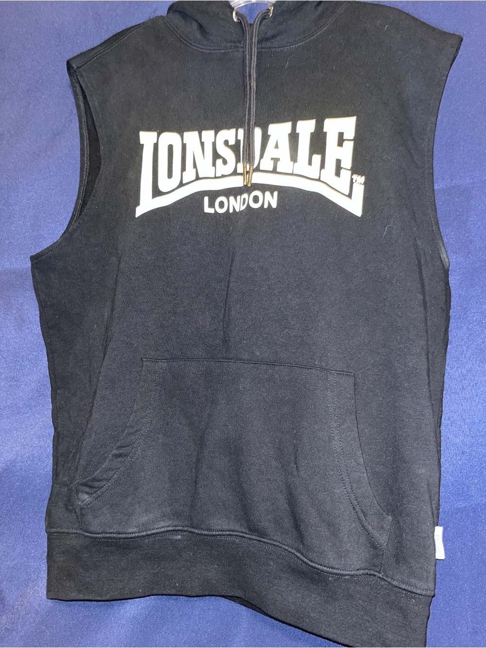 Lonsdale London Men's Black Sleeveless Hoodie